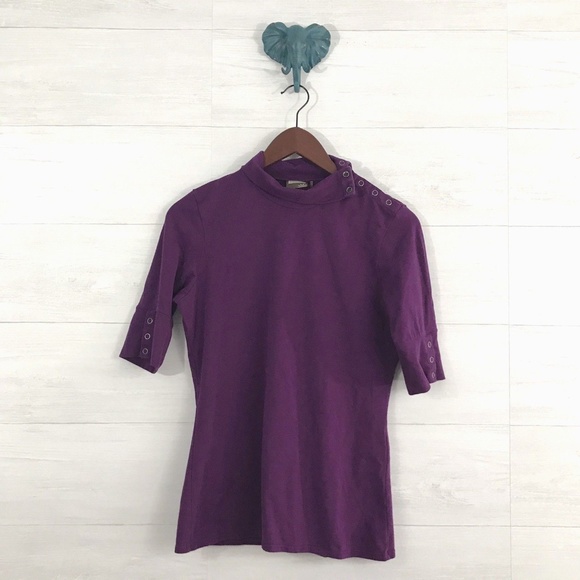 Athleta Tops - Athleta Purple Button Cowl Turtle Neck Top